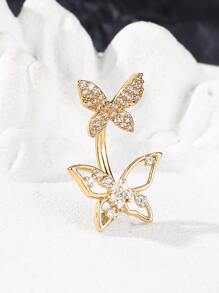 Anillo de ombligo con decoración de mariposa y diamantes de imitación - Amarillo Oro - Ver 1