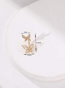 Anillo de ombligo con decoración de mariposa y diamantes de imitación - Amarillo Oro - Ver 3