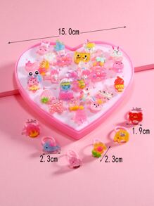 Niñas 36 piezas Anillo al azar fruta & con diseño de animal - Multicolor - Ver 3