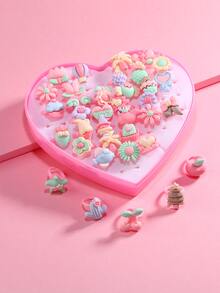 36 chiếc Nhẫn Trang trí Trái cây & Hoa Ngẫu nhiên Cô gái - Nhiều màu - Xem 2