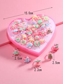 36 chiếc Nhẫn Trang trí Trái cây & Hoa Ngẫu nhiên Cô gái - Nhiều màu - Xem 3