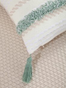 1入組簇絨流蘇裝飾靠墊套不附帶墊芯 - 彩色 - 查看 2