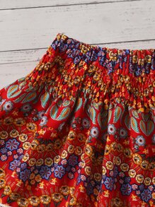 SHEIN Toddler Girls Floral Embroidery Contrast Lace Tank Top & Skirt Set - Multicolor - View 4