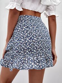 SHEIN Frenchy 小碎花荷葉邊半身裙