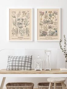 2 piezas Láminas decorativas sin marco con estampado de planta - Multicolor - Ver 1