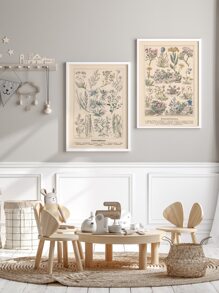 2 piezas Láminas decorativas sin marco con estampado de planta - Multicolor - Ver 4