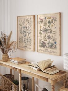 2 piezas Láminas decorativas sin marco con estampado de planta - Multicolor - Ver 6