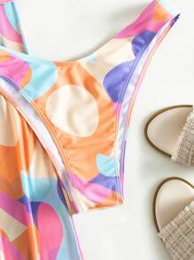 Allover Print Push Up Bikini With Beach Pants For Summer Beach Vacation