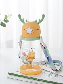 1 pieza Botella de agua con estampado de dibujos animados - Amarillo - Ver 1