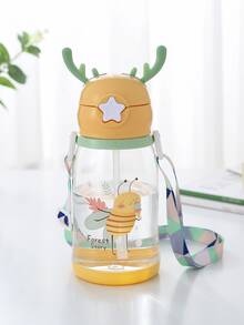 1 pieza Botella de agua con estampado de dibujos animados - Amarillo - Ver 5