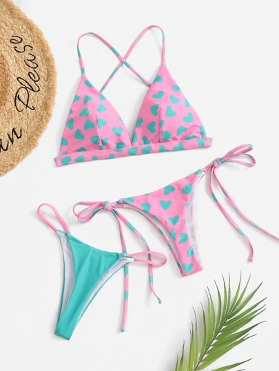 Swim Mod Sommer Strand Bikini mit Herz Muster