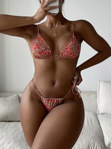 Paisley Ring Linked Triangle Bikini - Multicolor - View 1