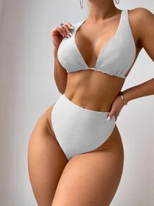Sparkly Glitter Bikini For Summer Beach - White - View 4