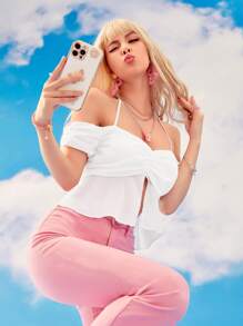 Top pecho con fruncido con abertura - Blanco - Ver 1