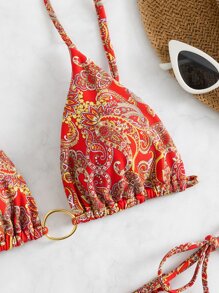 Paisley Ring Linked Triangle Bikini - Multicolor - View 5