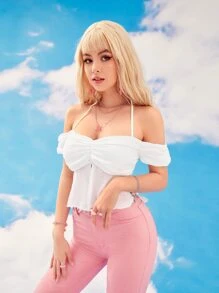 Top pecho con fruncido con abertura - Blanco - Ver 4