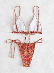Paisley Ring Linked Triangle Bikini - Multicolor - View 7
