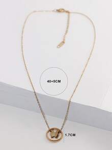 18K鍍金圓圈裝飾蝴蝶墜飾項鍊 - 玫瑰金 - 查看 3