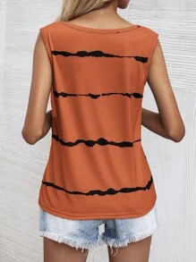 SHEIN Unity Graphic Print Pocket Patched V-Neck Tank Top Graphic Tees Women Tops - Orange - View 2