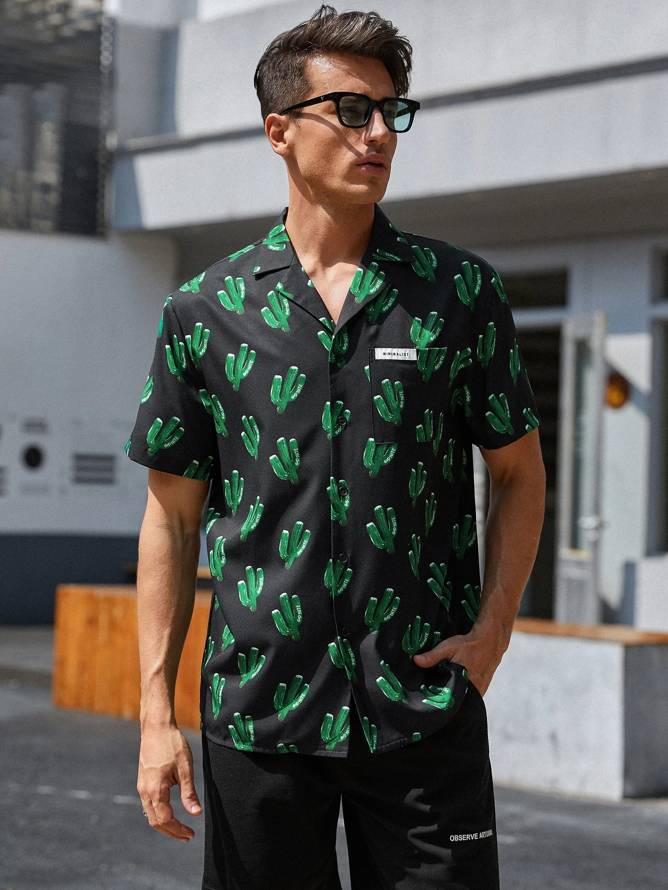 men's shirt with cactus print