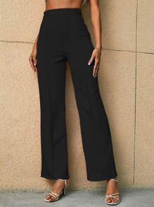 Chiquease High Waist Seam Detail Trousers - Black - View 5