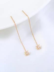 Nooxian 方晶鋯石星形裝飾耳線 - 金黃色 - 查看 2