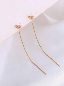 Nooxian Cubic Zirconia Butterfly Decor Threader Earrings - Yellow Gold - View 3