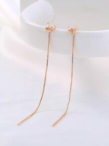 Nooxian Cubic Zirconia Butterfly Decor Threader Earrings - Yellow Gold - View 5