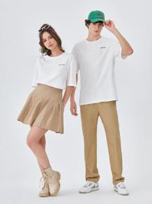 Manfinity VCAY 1pc Letter & Cartoon Graphic Drop Shoulder Oversize Tee - White - View 8