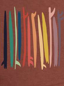 SHEIN LUNE Camiseta Gráfica De Cuello Redondo - Óxido marrón - Ver 6