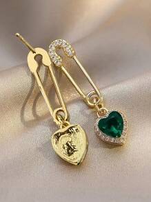 Hoa tai thả trang trí rhinestone - màu xanh lá - Xem 2