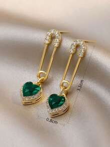 Hoa tai thả trang trí rhinestone - màu xanh lá - Xem 3