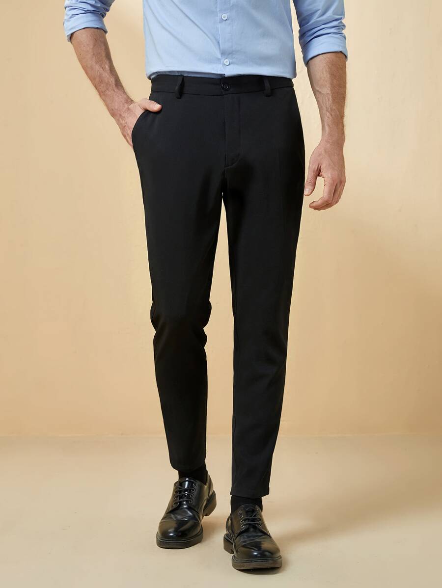 Manfinity NiteLyfe Men Suit Pants Nút Túi Dây kéo màu trơn - màu đen - Xem 1