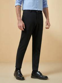 Manfinity NiteLyfe Men Suit Pants Nút Túi Dây kéo màu trơn - màu đen - Xem 5