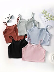Girls 5pcs Rib Knit Twist Front Cami Top - Multicolor - View 2