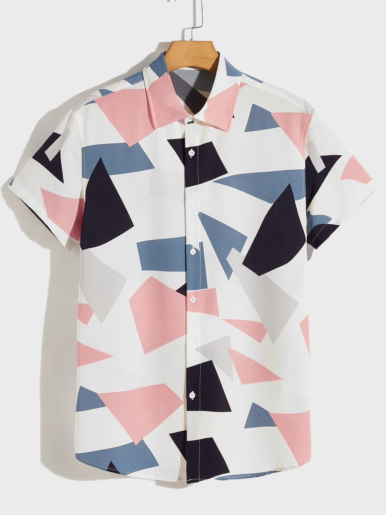 Manfinity RebelGame Men Color Block Geo Print Shirt - White - View 1
