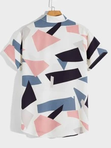 Manfinity RebelGame Men Color Block Geo Print Shirt - White - View 2