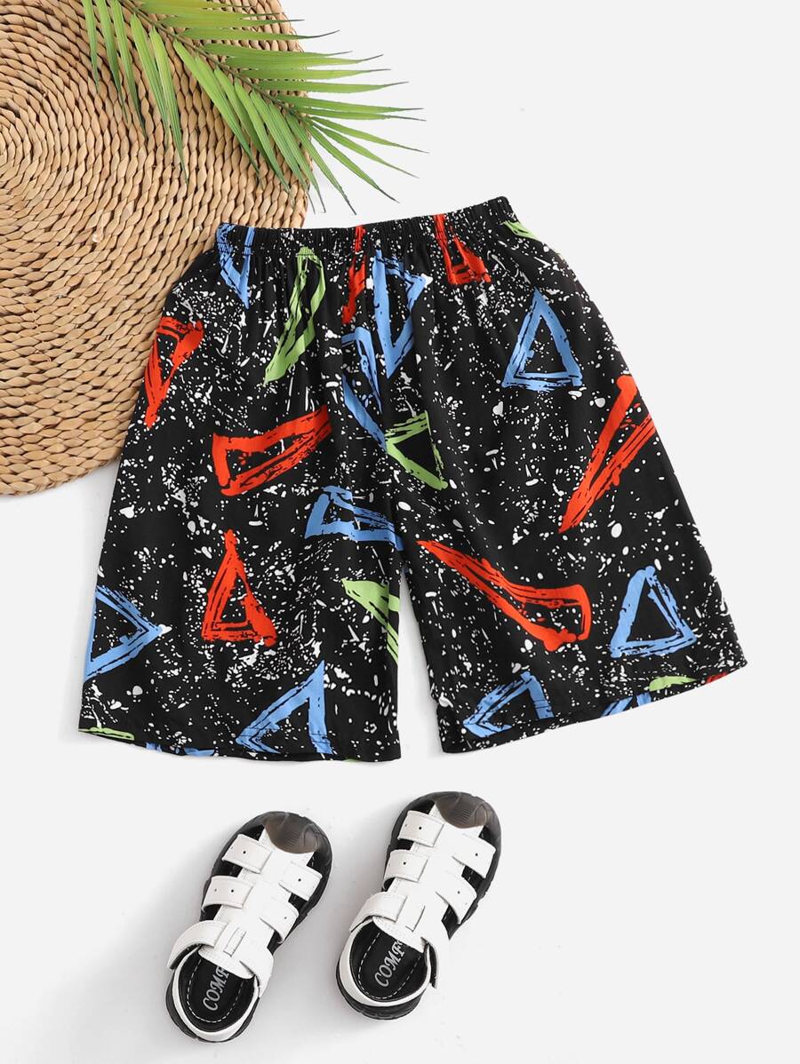 SHEIN Boys Allover Print Shorts - Multicolor - View 1