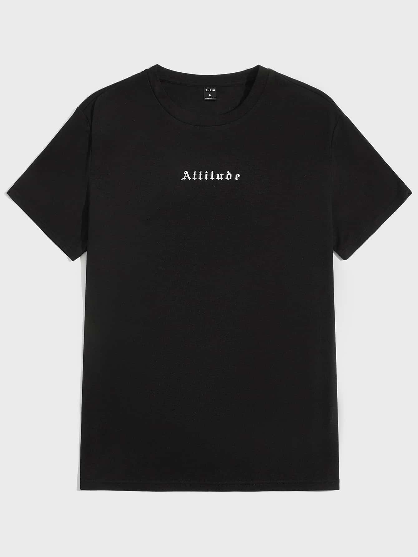 GENTILAND Men Letter Graphic Tee - Black - View 1