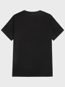 GENTILAND Men Letter Graphic Tee - Black - View 2