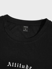 GENTILAND Men Letter Graphic Tee - Black - View 3