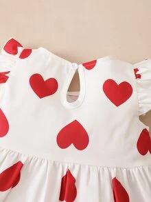 Đầm em bé Nơ Bướm Xù Tim Dễ thương - Đỏ và trắng - Xem 6