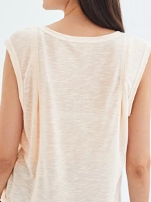 SHEIN Áo hai dây màu trơn Giải trí - Màu be - Xem 4