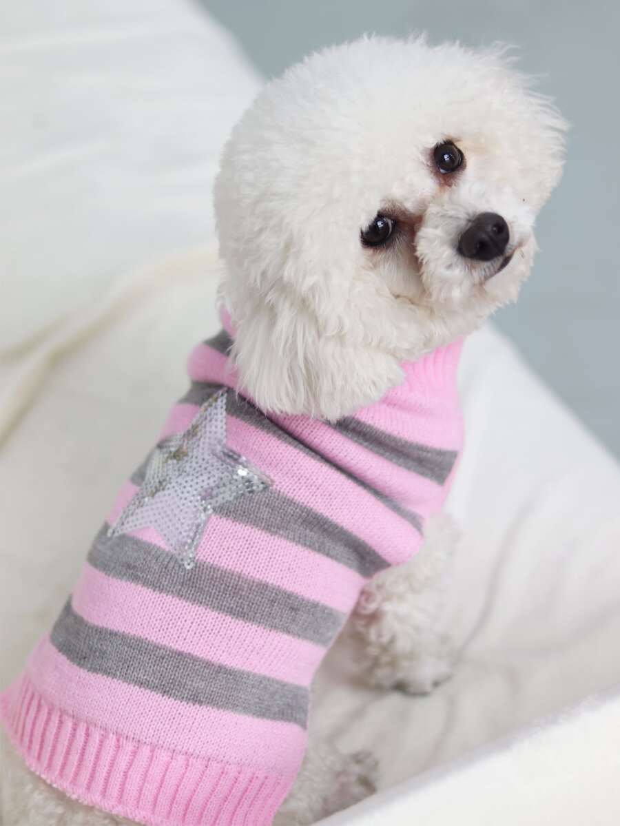 星星圖案寵物毛衣 - 彩色 - 查看 1