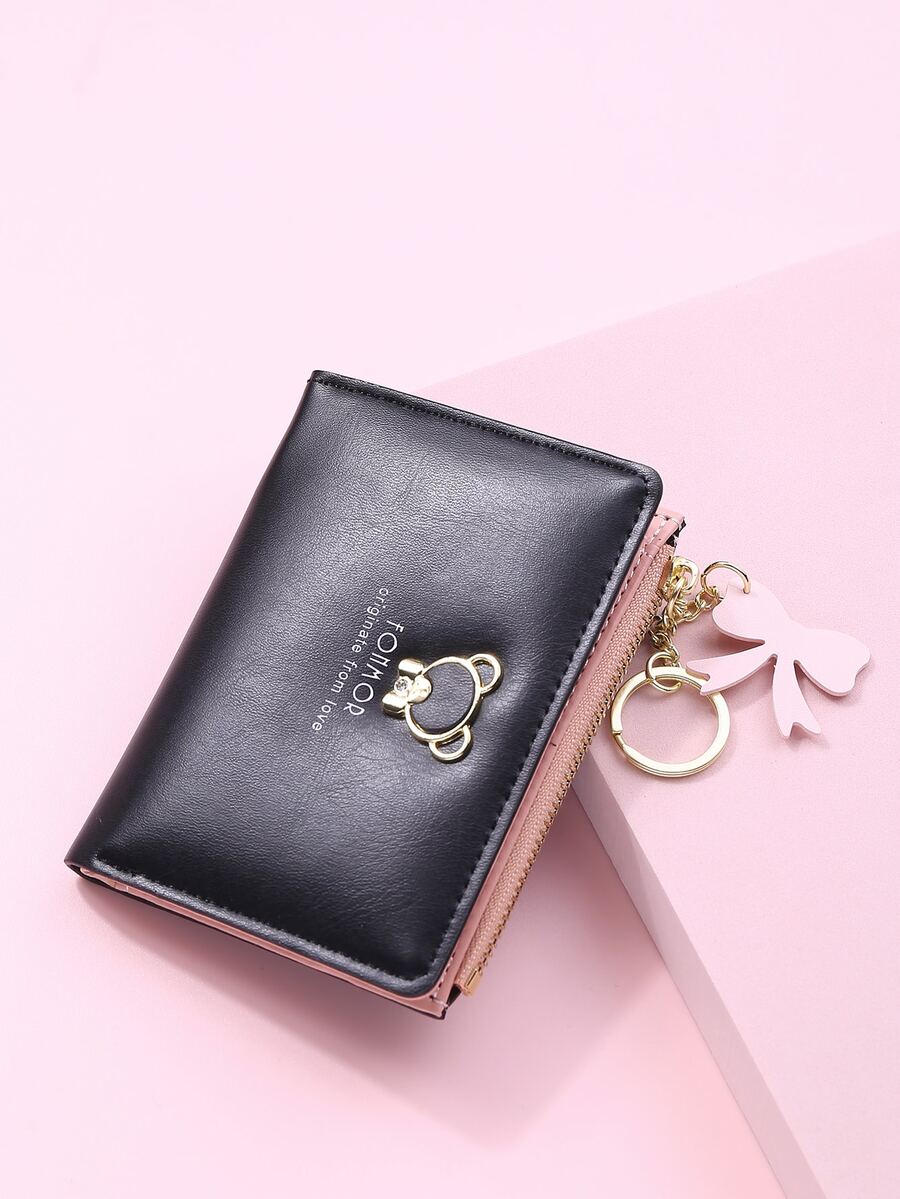 卡通細節小錢包 - 黑色 - 查看 1