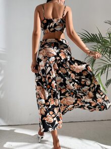 SHEIN SXY Floral Print Cami Top & Wrap Skirt - Multicolor - View 2