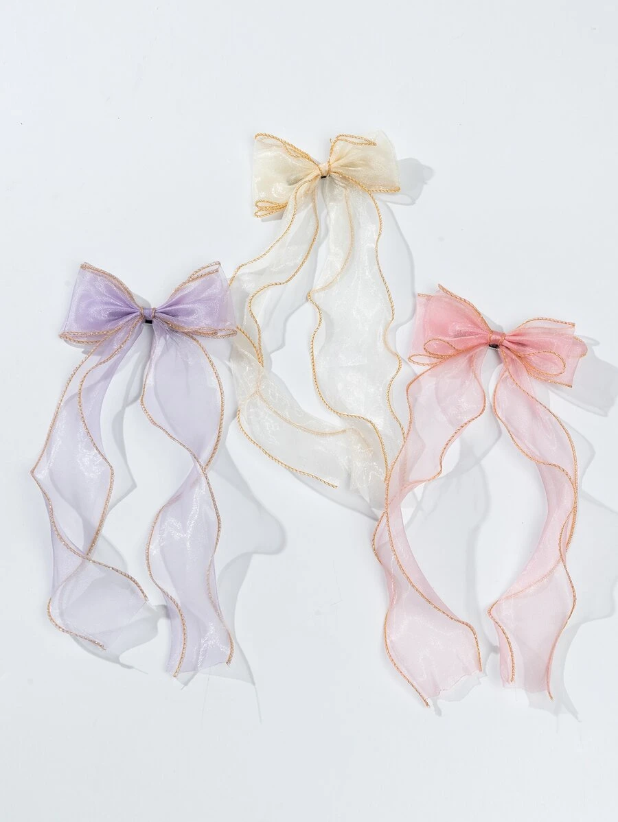 3pcs Bow Decor Alligator Hair Clip - Multicolor - View 1