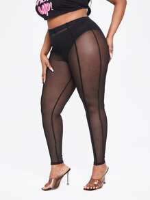 Slaydiva Leggings de malla sin bragas - Negro - Ver 5