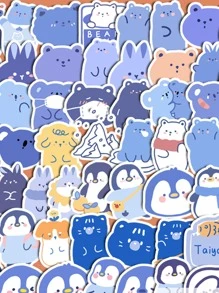 100 piezas Pegatina con estampado de dibujos animados - Multicolor - Ver 1