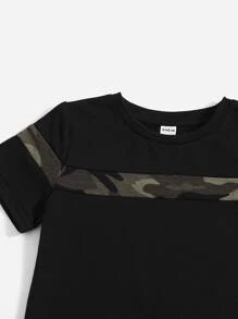 SHEIN 2pcs/Set Young Boy Camouflage Print T-Shirt And Shorts Casual Sports Set - Multicolor - View 4
